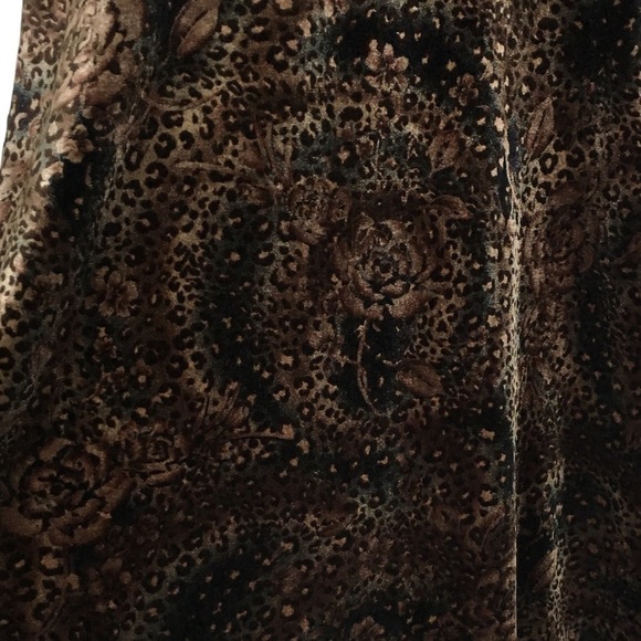 VINTAGE 90s Mini Dress Crushed Velvet Animal Print Rose Floral Whimsigoth Medium - Picture 6 of 9